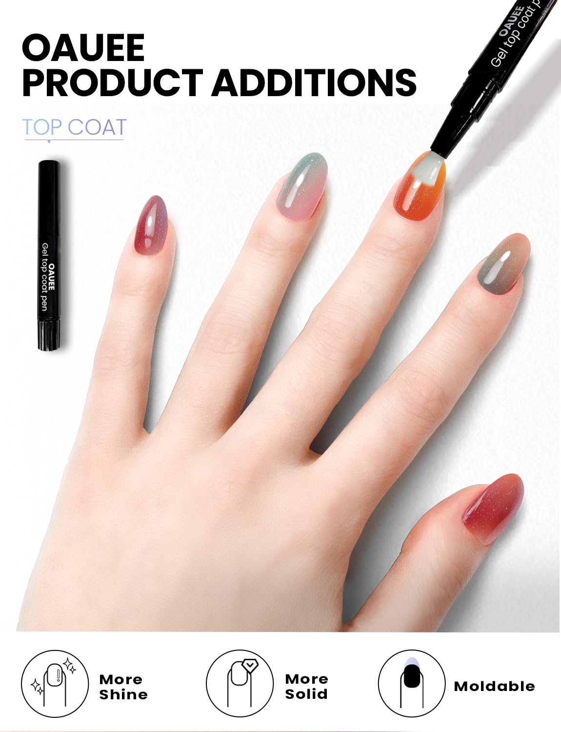 Oauee Semi Cured Gel Nail Strips | Built-In Gel Top Coat | UV Light Required | Salon Quality, Easy Application And Removal (Vintage Palette Reverie）