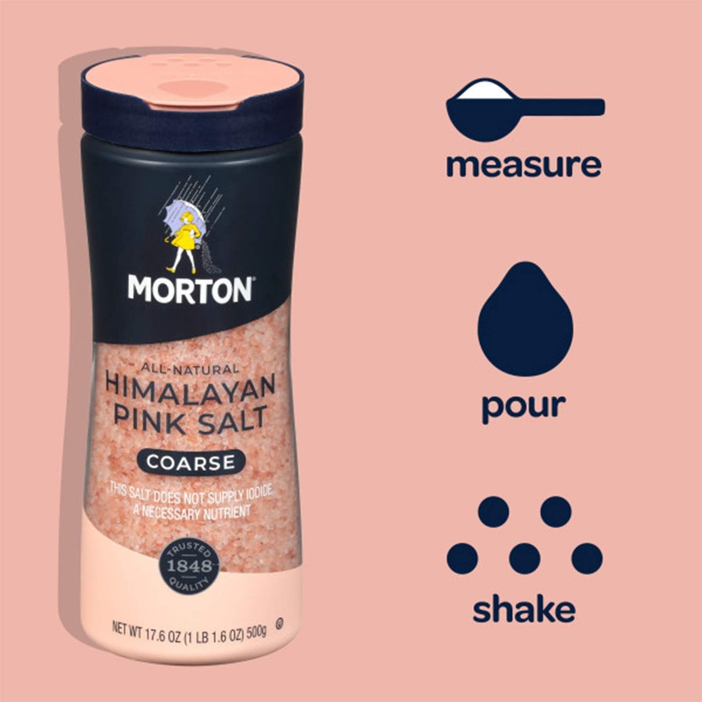Morton All-Natural Himalayan Pink Salt, Coarse, 17.6 Ounce