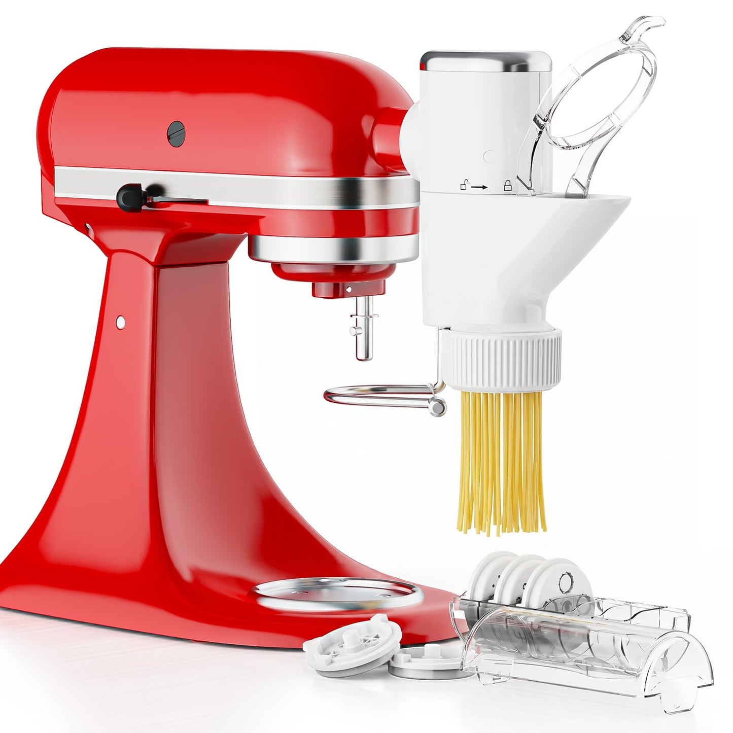 Gourmet Pasta Press Attachment for Kitchenaid Stand Mixer, Pasta Kitchenaid Attachment with 7 Interchangeable Pasta Shapes, Pasta Maker Attachment by FGREEBLE