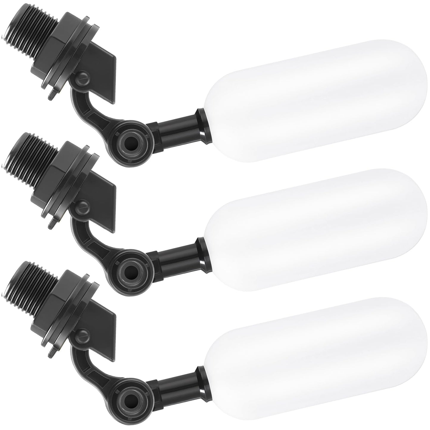 Blulu 3 Pack Float Valve, 1/2 Inch Automatic Pool Fill Float Ball Valve with Adjustable Arm for Ponds, Livestock Water Trough, Aquariums, Water Tank Level Control, Aquaculture(Black)