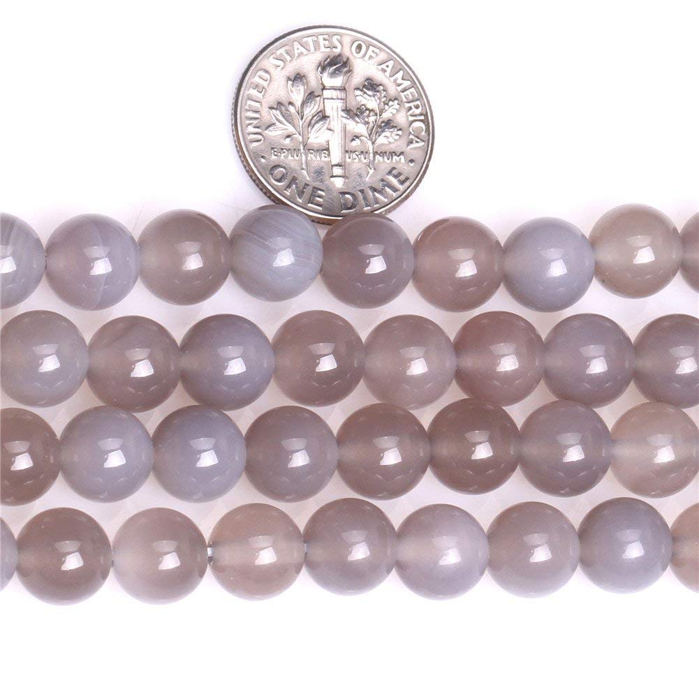 6mm Natural Gray Agate Beads Round Gemstone Loose Beads for Jewelry Making (60-62pcs/strand)