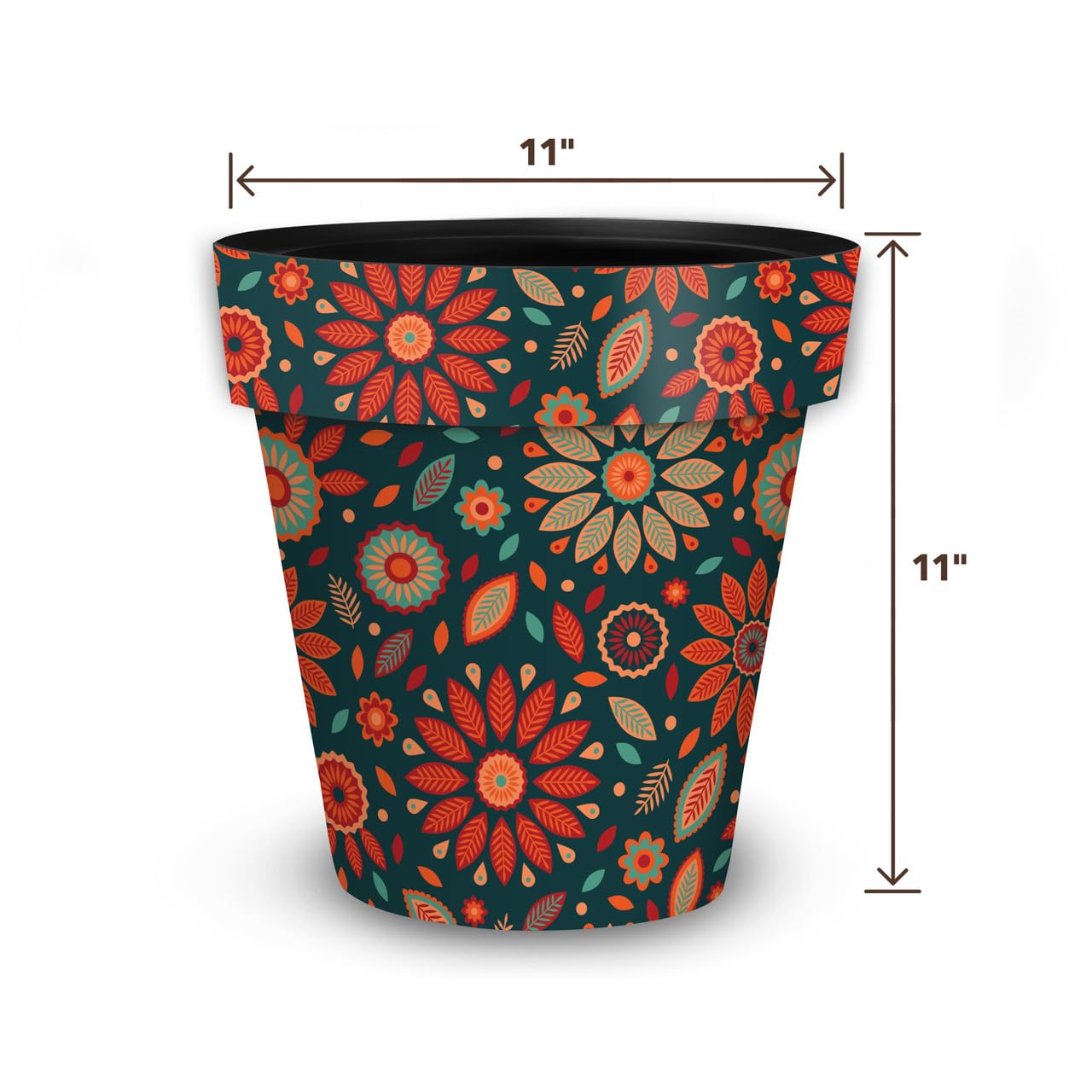 Briarwood Lane Orange and Teal Medium Floral Planter