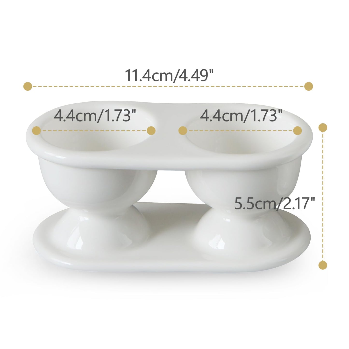 Cinf Ceramic Double Egg Cup 2PCS Porcelain Boiled Egg Holder for Breakfast Cooking Easy to Clean Childhood Memories Kitchen,White 2Pack