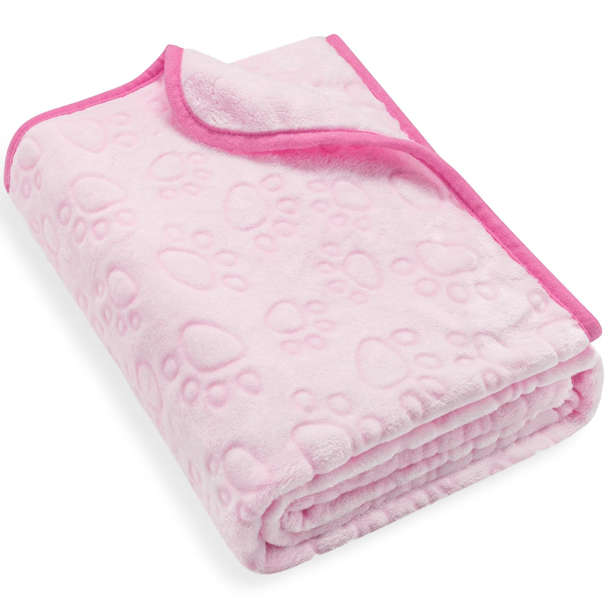 Stuffed Large Brown Premium Soft Dog Blanket, with Flannel Cute Paw Print, 43 * 66 inches, Cat Blanket Maltipoo Puppy Essentials