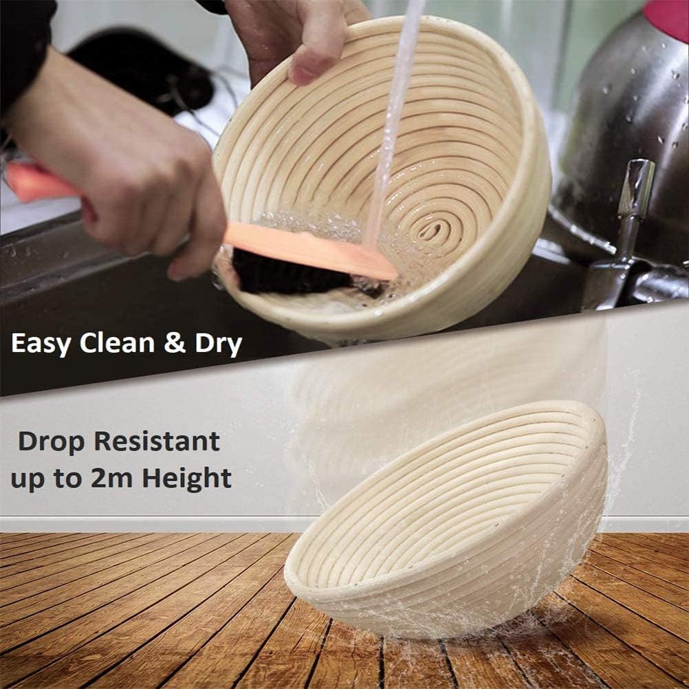 Banneton Bread Proofing Basket 2 pack 10 inch Oval Basket with Liner, Bread Proofing Basket Perfect for Professional & Home Sourdough Bread Baking, Artisan Sourdough Bread (Set of 2 pack 10" Oval)