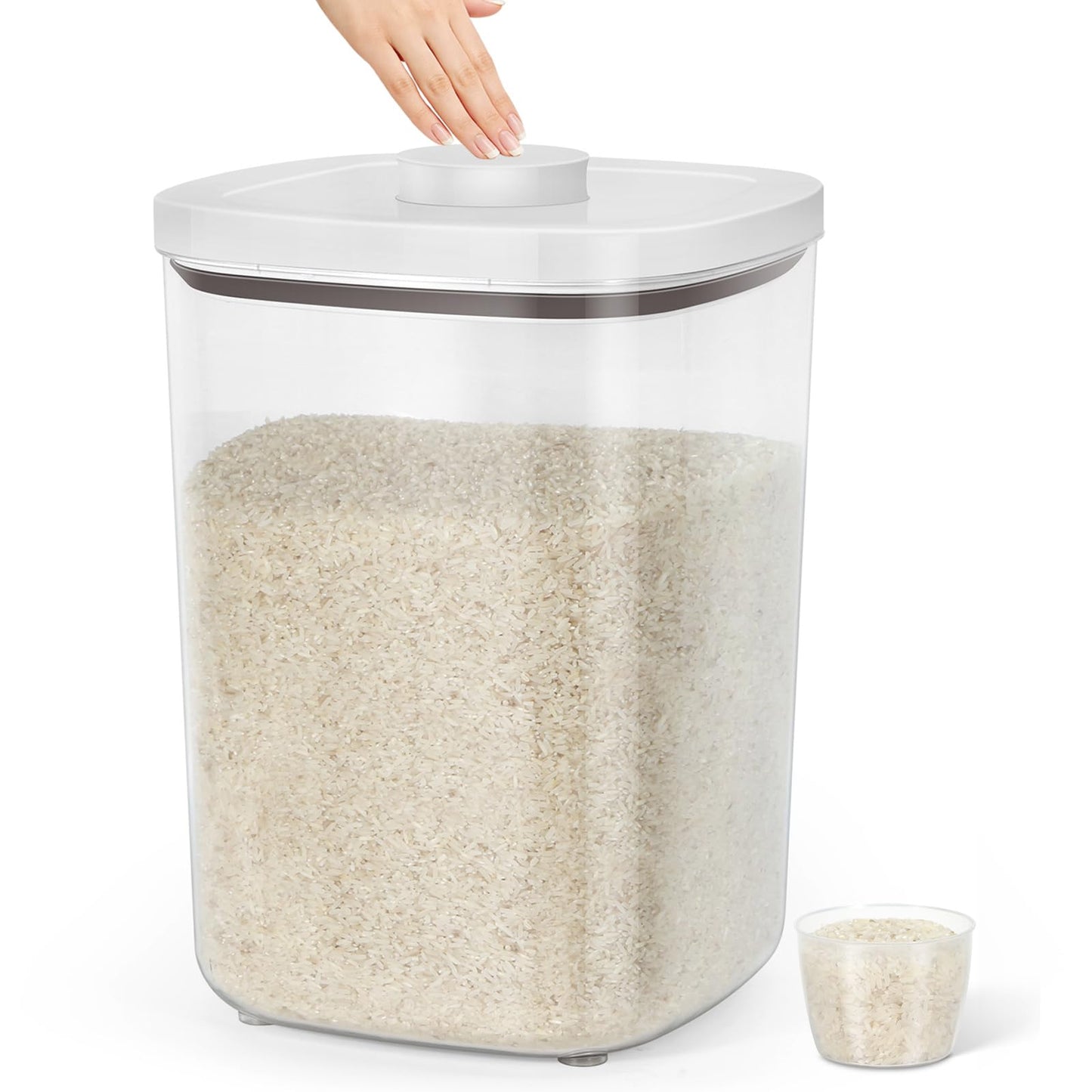 TBMax Large Flour Storage Container 10.56 Qt, 20 Lbs Rice Container with Pop Up Lid & Measuring Scoop for Flour, Cereal, Dry Food Storage and Kitchen Pantry Organization
