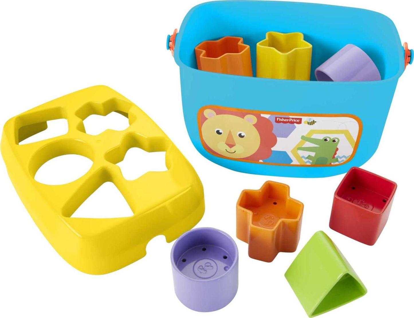 Fisher-Price Baby’s First Blocks & Rock-a-Stack Toy Set, Bucket of 10 Shapes & Ring Stacking Activity for Developmental Play Ages 6+ Months (Amazon Exclusive)