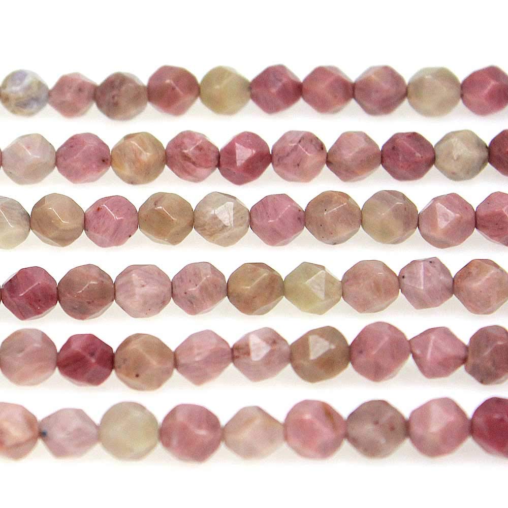 MJDCB Best Sellers Natural Stone Beads Faceted Polygon Rhodonite Crystal Energy Stone Healing Power for Jewelry Making(8mm)