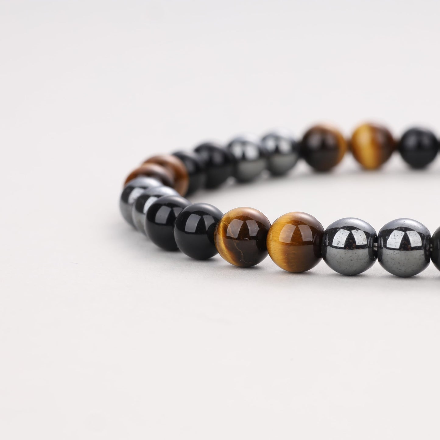 GAVU Triple Protection Beaded Bracelets for Men, Men's Tiger Eye Obsidian Bracelet