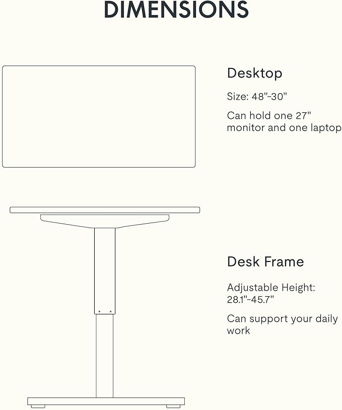 FLEXISPOT EN1 One-Piece Standing Desk 48 x 30 Inch Height Adjustable Desk for Home Office and Computer Workstation (White Frame + 48" Mahogany Top, 2 Packages)