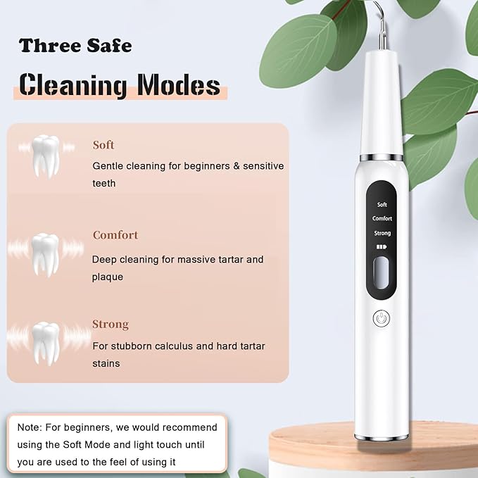 Plaque Remover for Teeth, Tartar Remover for Teeth, Rechargeable Electric Tartar Scraper with 3 Modes and Smart Protection, IPX7 Waterproof Dental Cleaning Kit with Tongue Cleaner (Black)