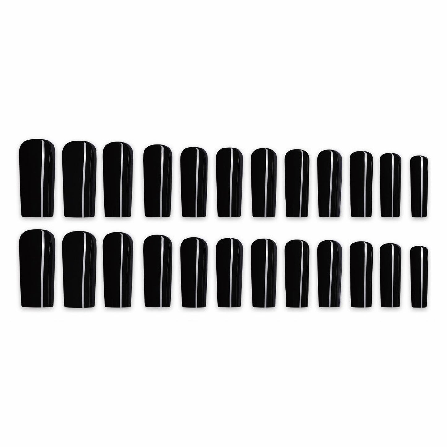 MISUD Press on Nails - Long Square Glue on Nails with Goth Black, Acrylic Gothic Design 24 pcs
