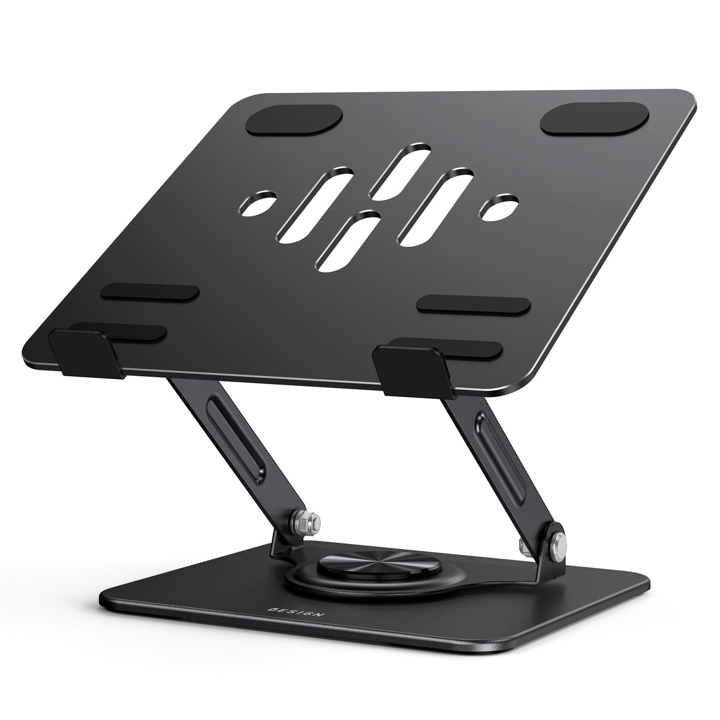 BESIGN LS11 Laptop Stand with 360° Rotating Base, Ergonomic Adjustable Notebook Riser, Foldable Computer Holder Compatible with 10-14" Laptops (Black)