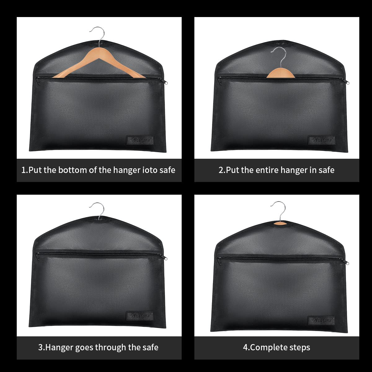 Sdstone Hanger Diversion safe with Lock, Fireproof Hanger Safe with Small Fireproof Bag,Secret Safe Under Clothes with Hidden Compartment to jewelry safes for home or Travel Safe 1 pack