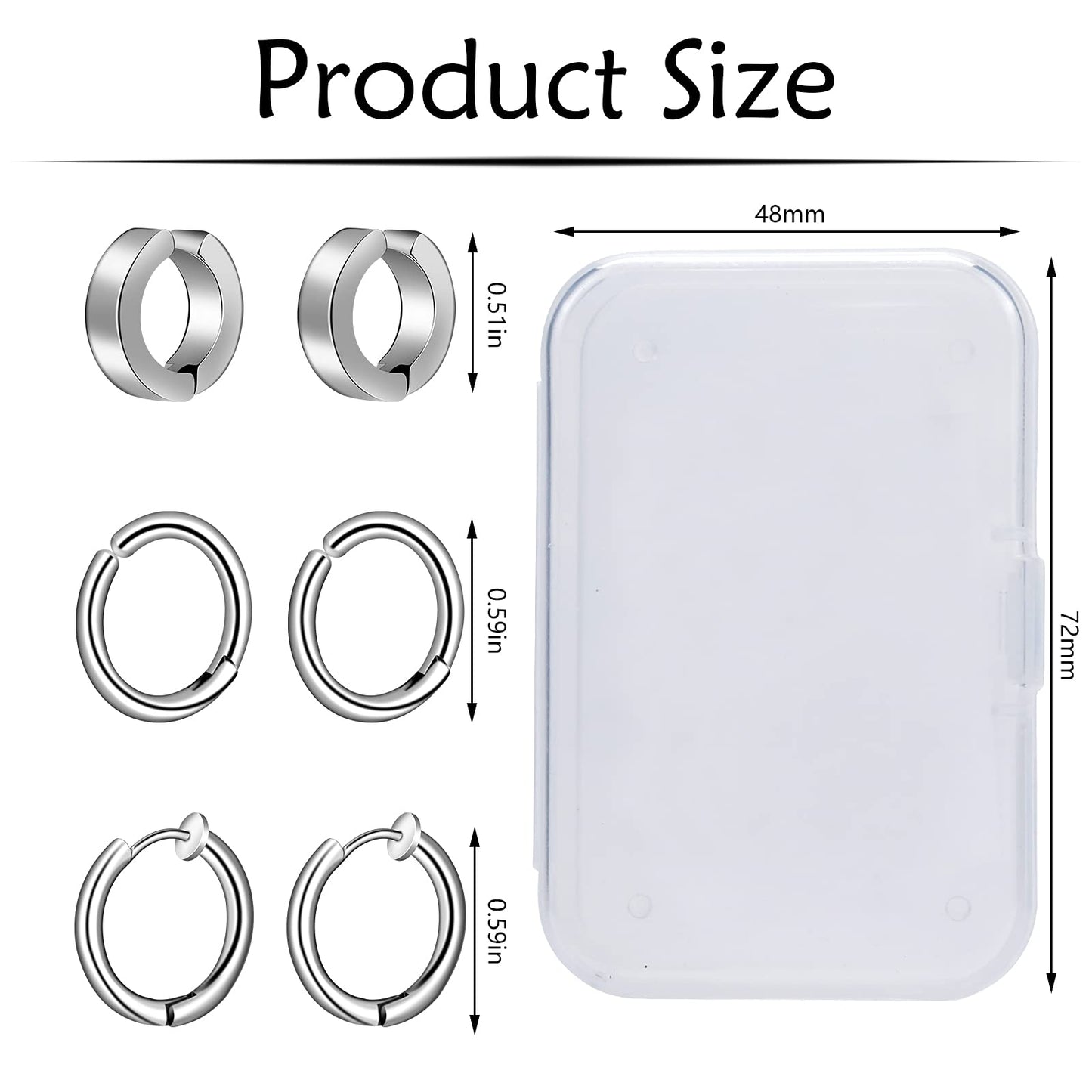 ONESING 20 Pcs Clip On Magnetic Earrings - Dangle, Hoop, Sterling Silver Stainless Steel Non-Pierced Fake Earrings