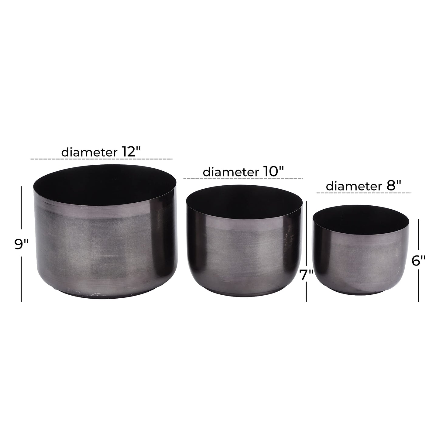 CosmoLiving by Cosmopolitan Metal Planter, Set of 3 9', 7', 6'H, Black