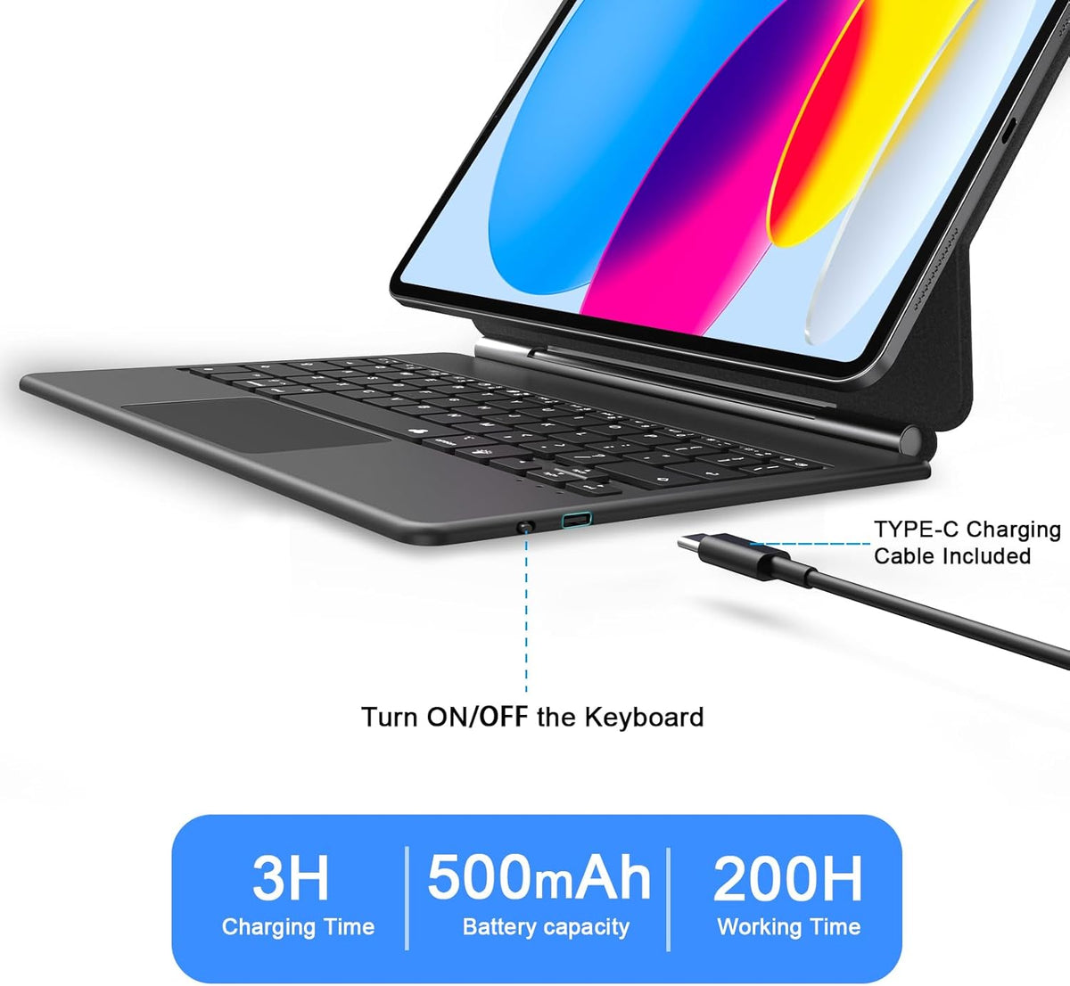 Magic Keyboard Case for iPad 11th (A16, 2025)/10th Generation 2022, Magnetic Stand with Multi-Touch Trackpad, iPad 10.9-inch 10th Gen /11th Gen Keyboard Case, Floating Cantilever Stand,Backlit,Black