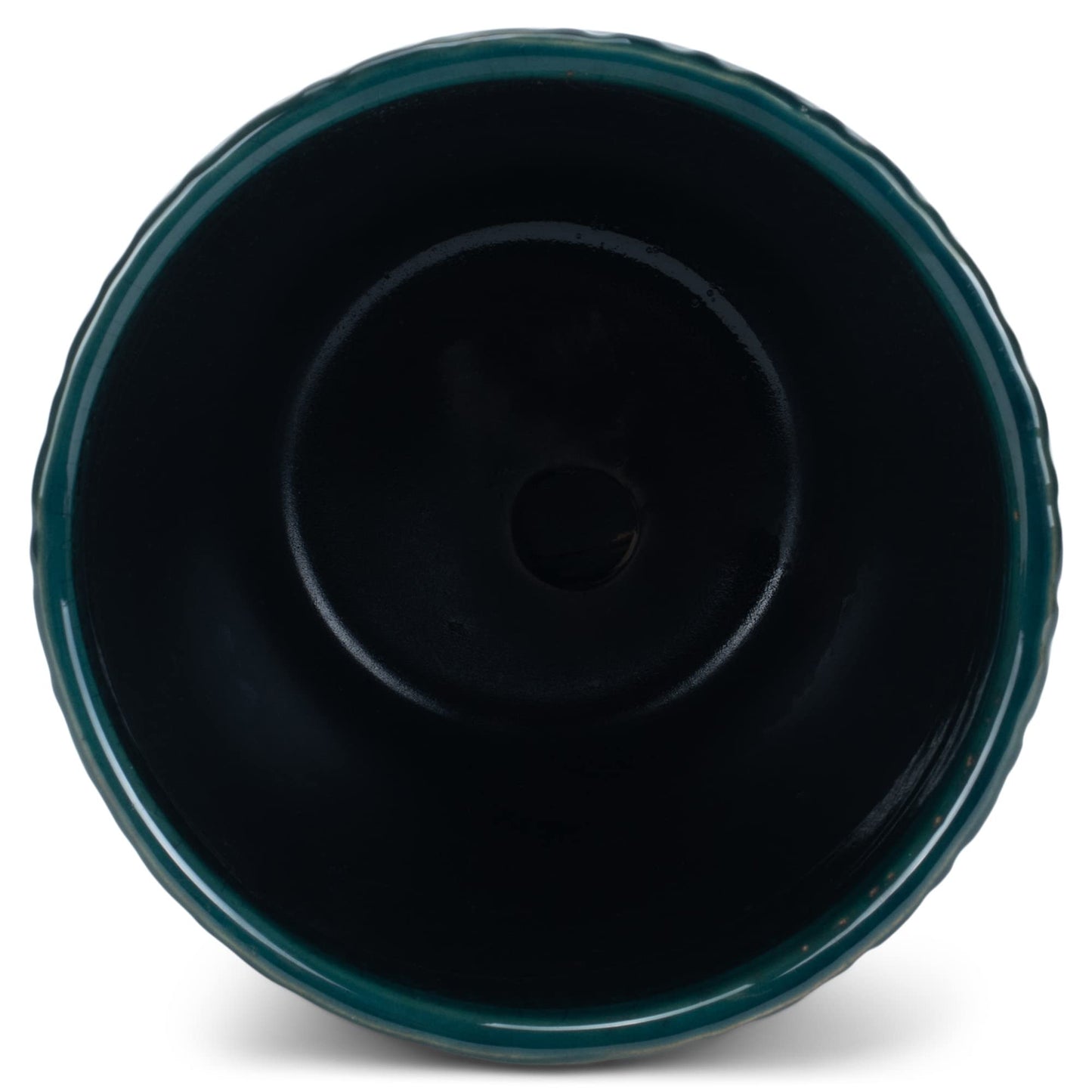 Napco Geometric Triangle 4.75 x 5.5 Inch Teal Green Ceramic Flower Pot Planter with Saucer