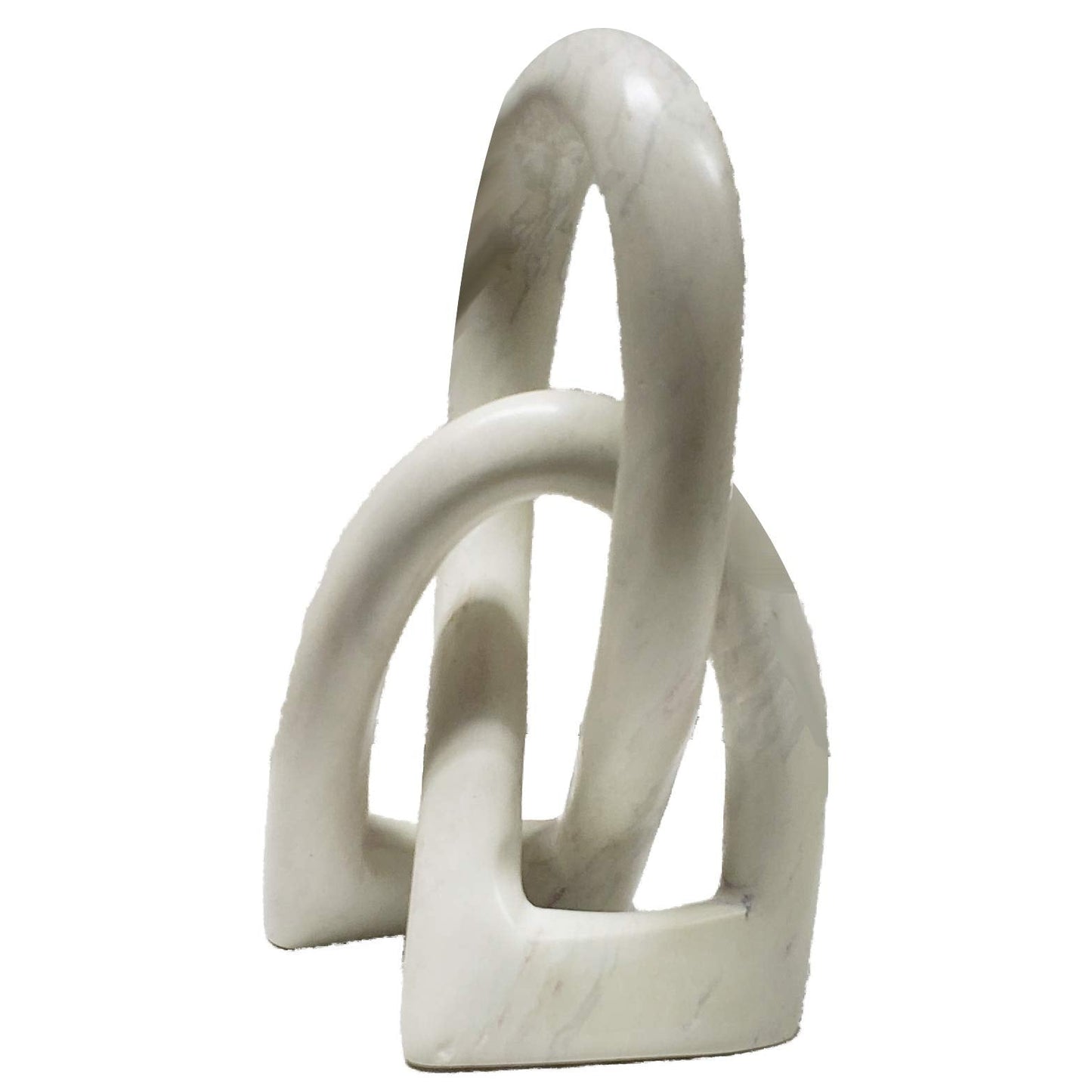 Continuous Looped Entwined Love Knot Sculpture Unique Modern Contemporary Décor Hand-Crafted Soapstone Artisans of Kenya Genuine Human Hands Precious Gift (6 Inch, Natural)