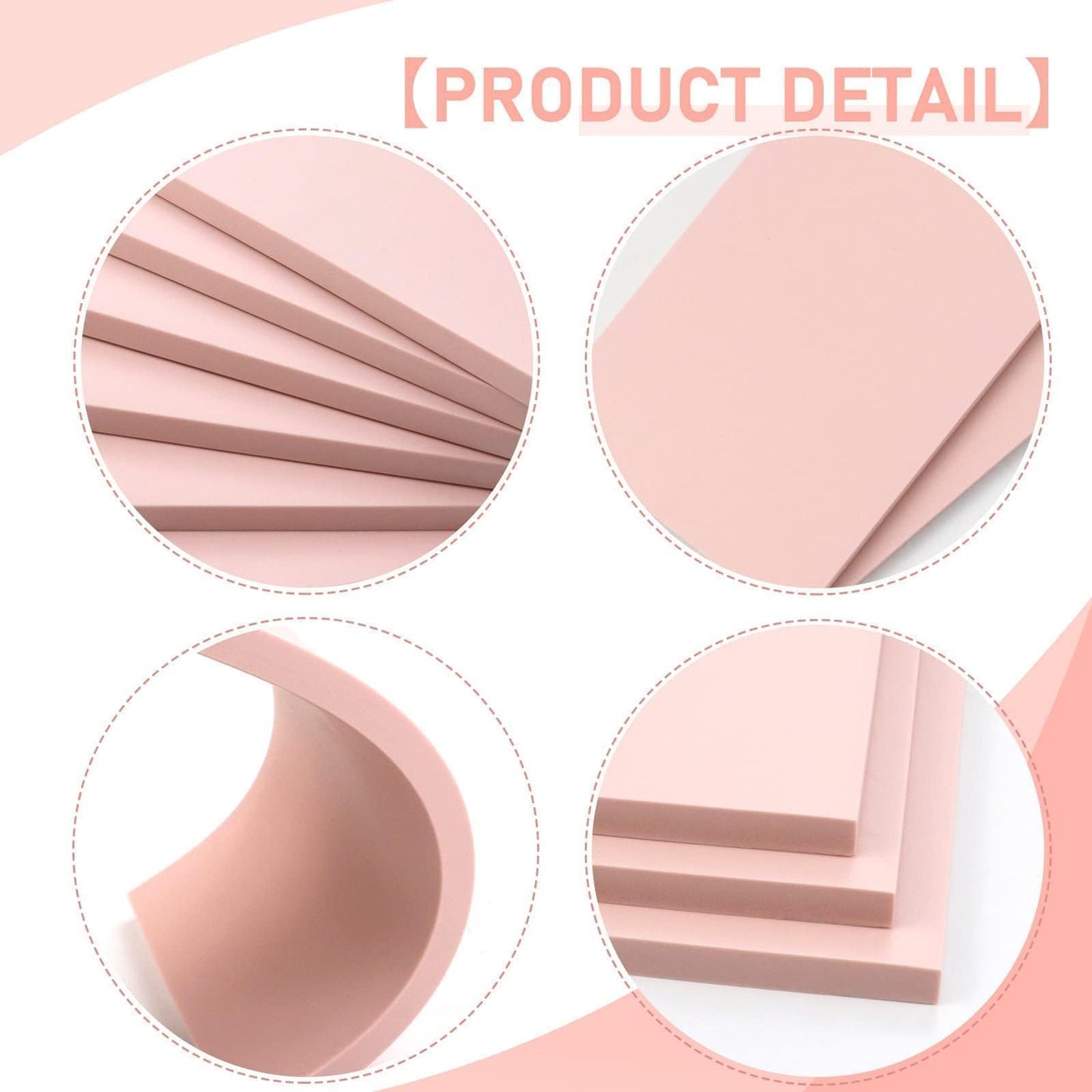 Oopsu 6 Pack 4"x6" Pale Pink Rubber Stamp Carving Blocks Rubber Carved Brick for Stamp Soft Rubber Crafts and DIY Craft Project