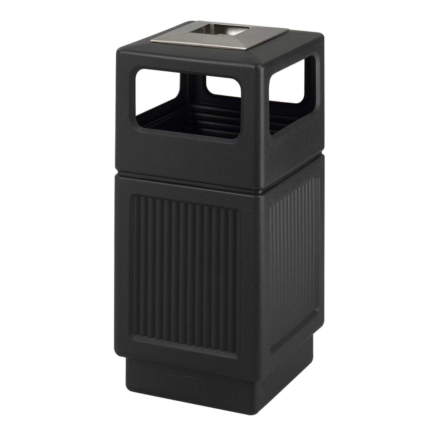 Safco Canmeleon Trash Can, 38 Gallons, Indoor and Outdoor Use, Durable & Weather-Resistant Commercial Garbage Can with Ashtray, Black