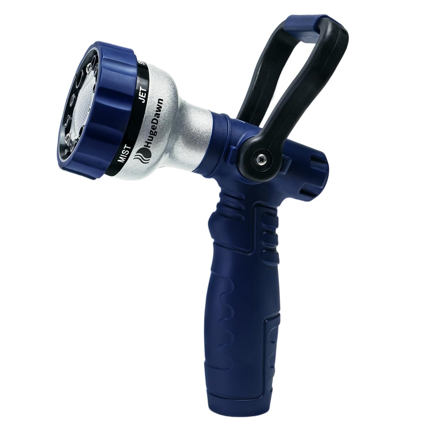HugeDawn Garden Hose Nozzle, 6 Spray Patterns Heavy Duty Metal Water Nozzle with High Pressure for Watering, Cleaning, Washing (Blue)