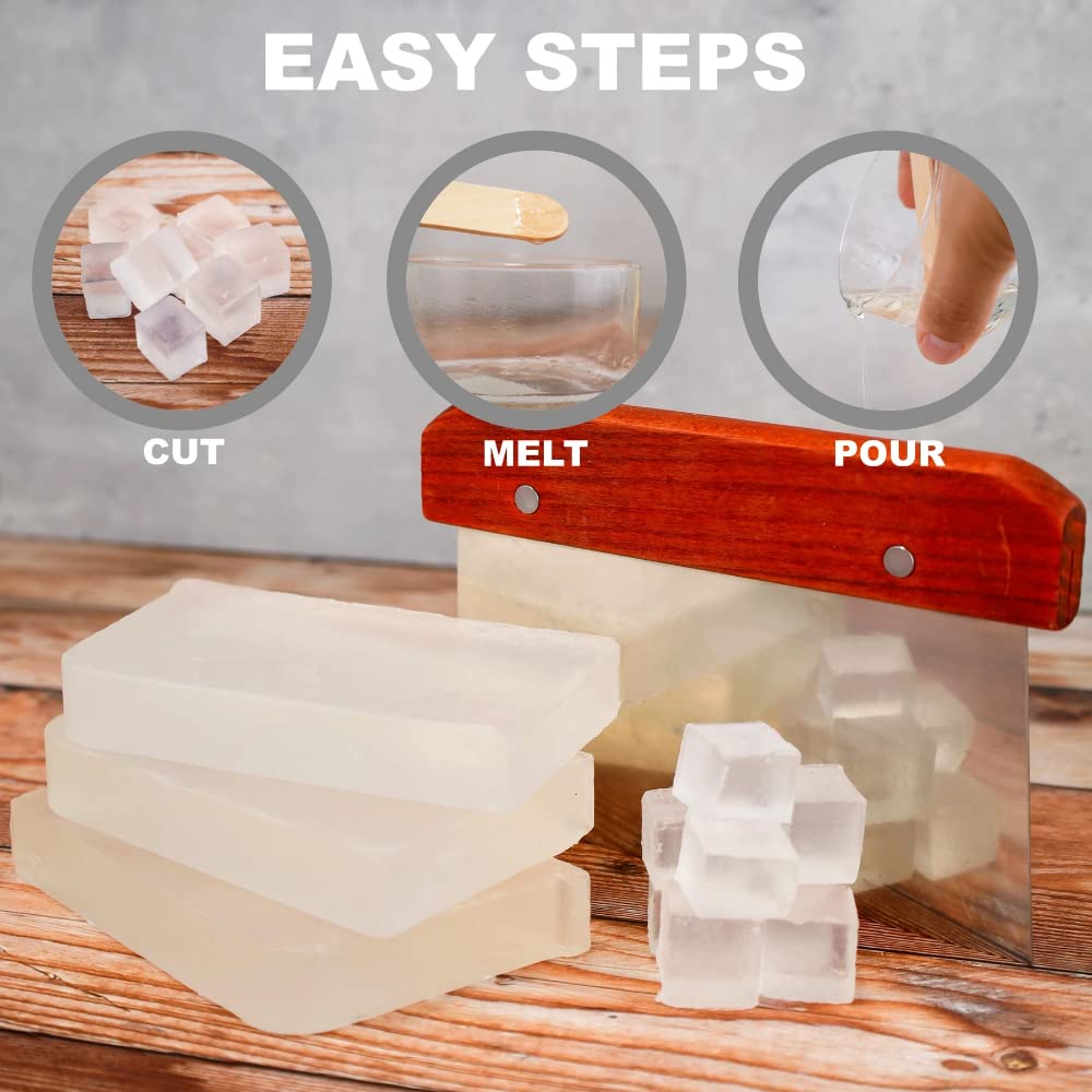 Primal Elements Clear Soap Base - Moisturizing Melt and Pour Glycerin Soap Base for Crafting and Soap Making, Easy to Cut, Unscented - 2 Pound