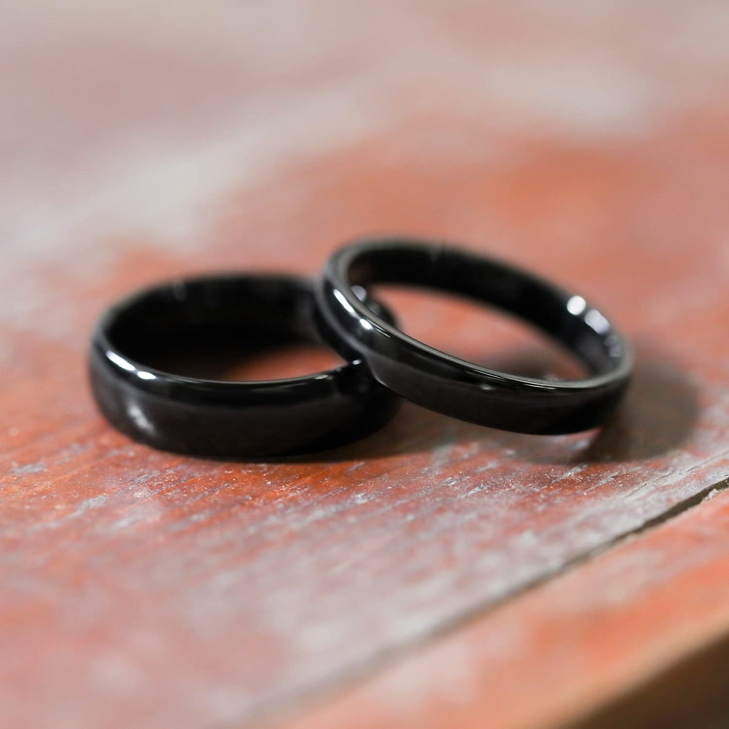 Greenpod 4mm Tungsten Ringss for Women High Polished Plain Dome Black Wedding Band Comfort Fit Size 5