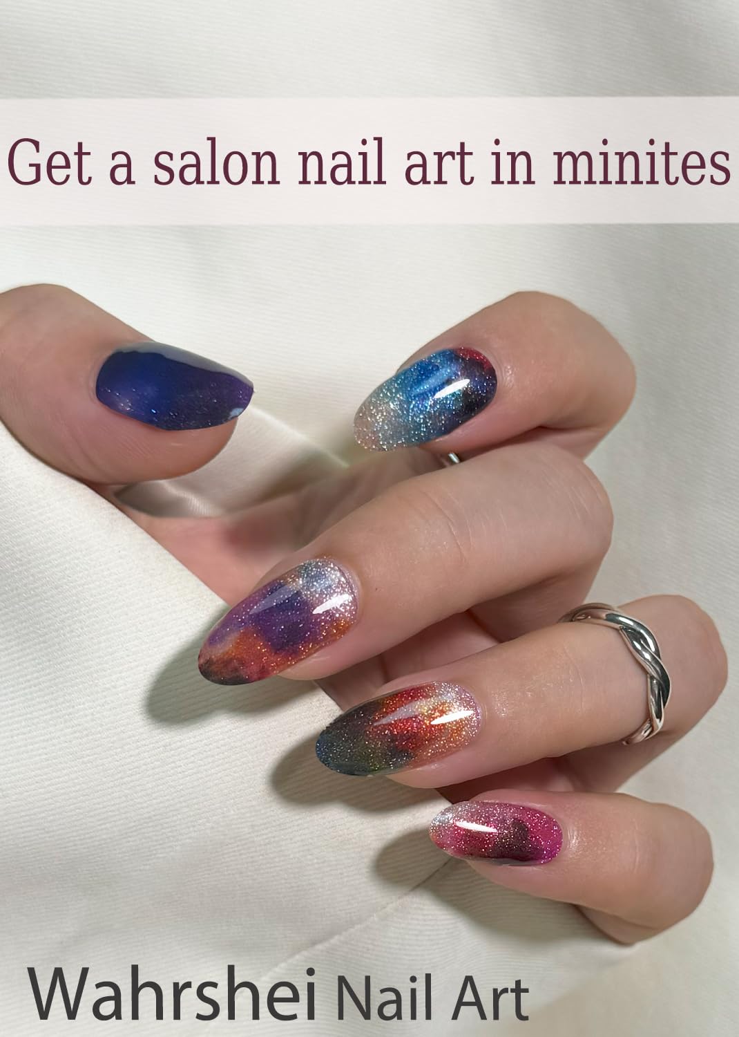 Semi Cured Gel Nail Strips, Interstellar 20pcs Adhesive UV Sticker, Wraps for Home Manicure DIY