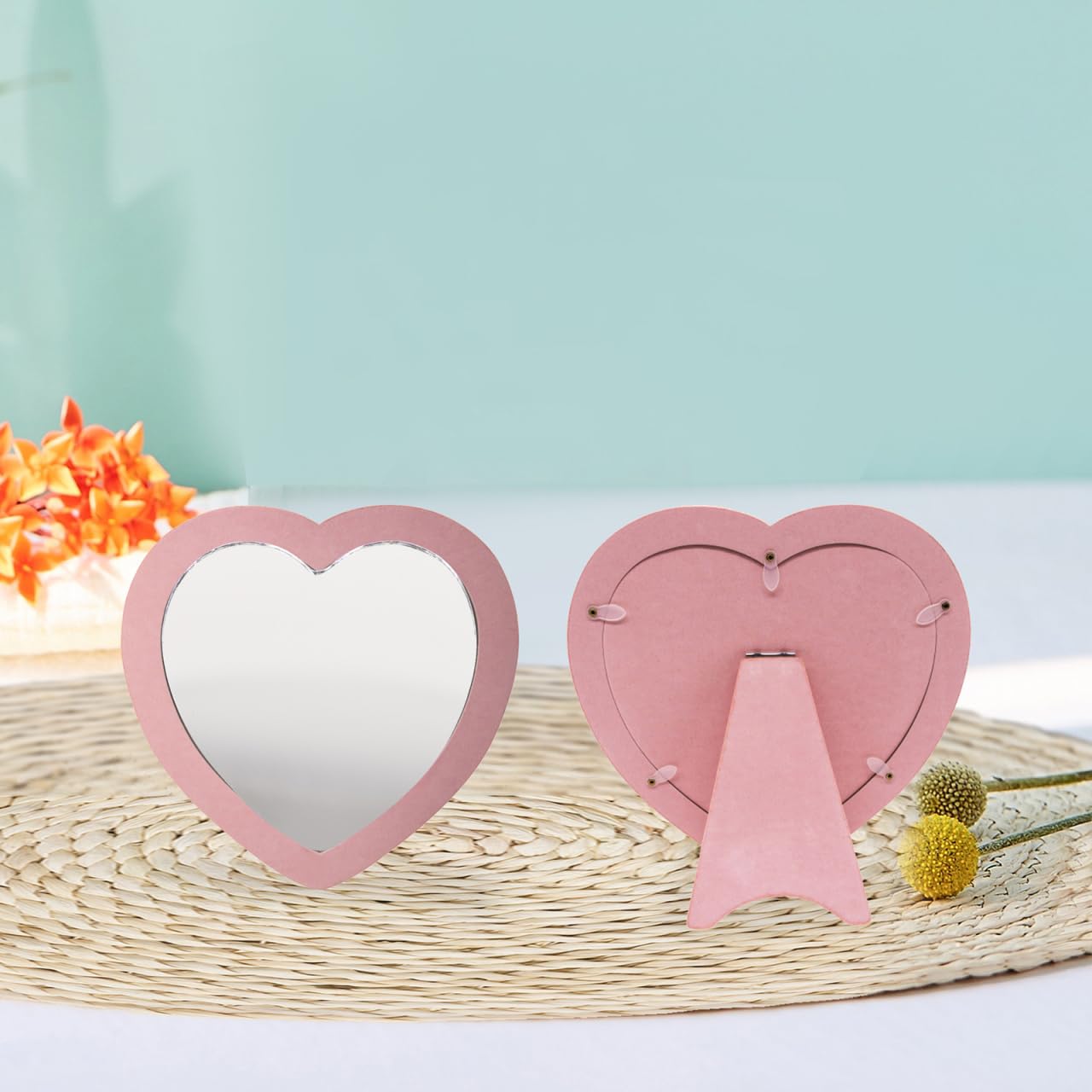 Healifty 20pcs Heart Shaped Mini Mirrors Glass Mosaic Tile Pieces for Home Decoration DIY Craft Projects Compact Mirror Making 2.12x1.96 in