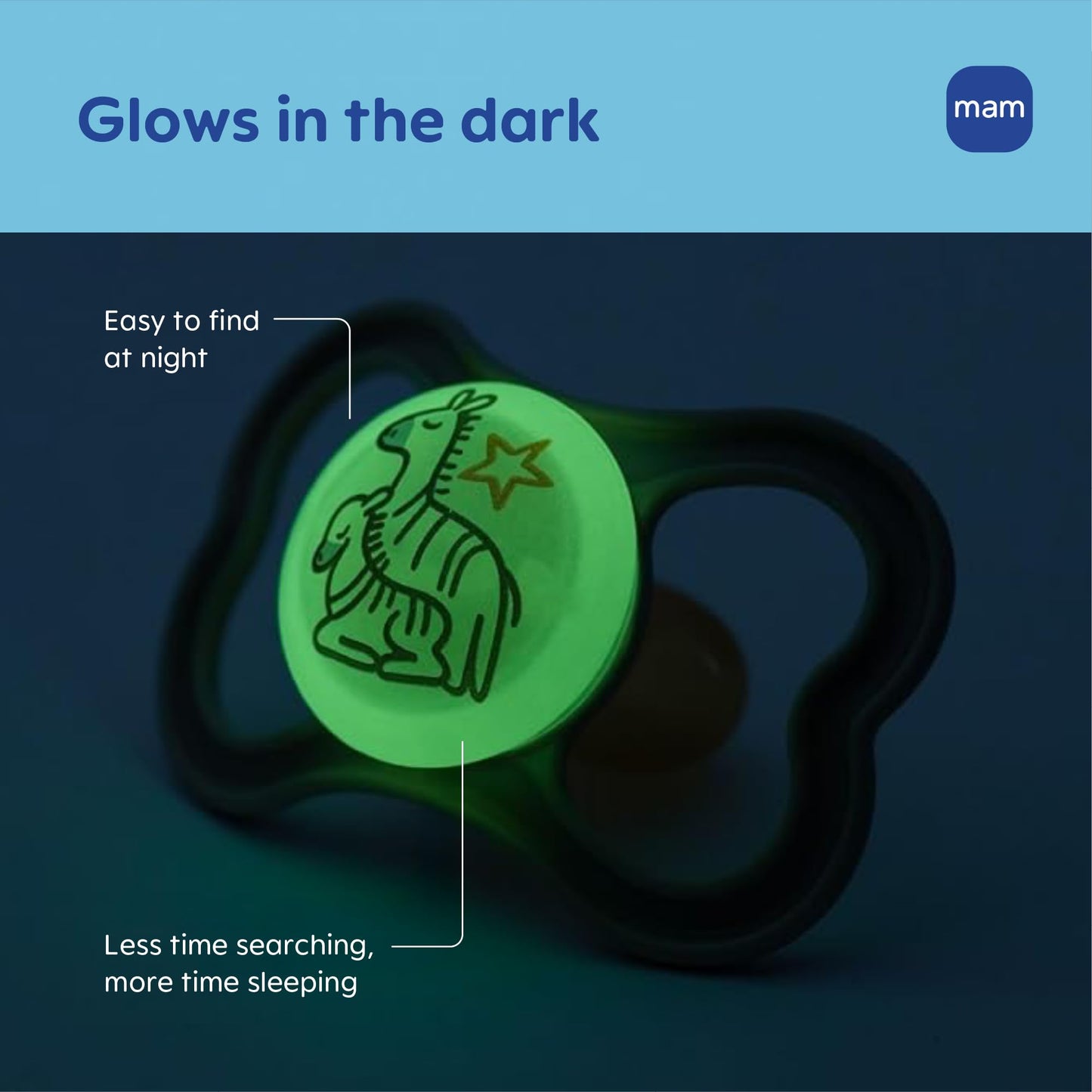 MAM Air Pacifier for Babies 6-16 Months, Extra Air Flow for Sensitive Skin, Glows in The Dark, Developed with Medical Experts, BPA-Free Skin Soft Silicone, 4 Count, Made in Europe