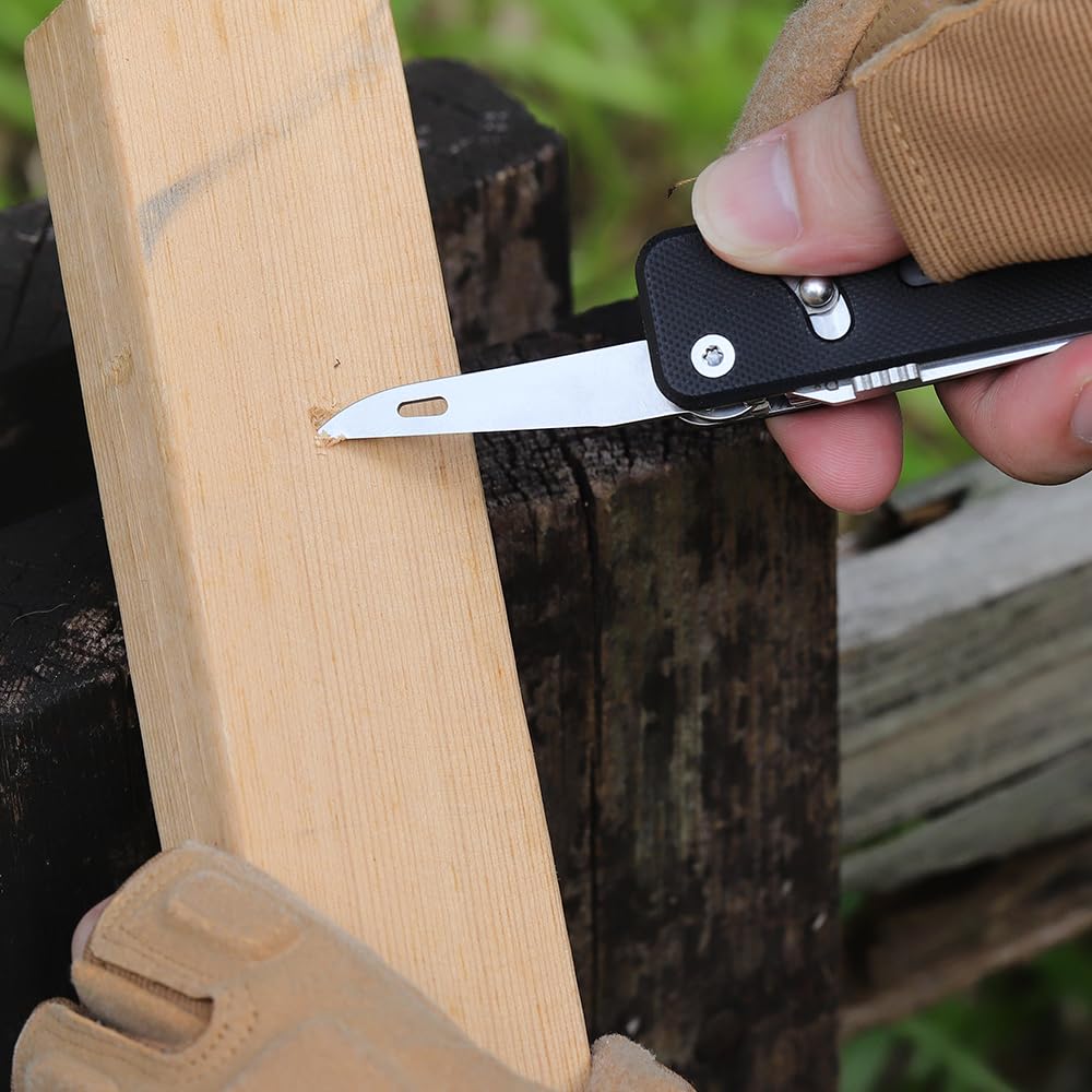 ROXON S503G 9 in 1 Mini Multi Tool EDC Pocket Knife Multitool with G10 Handle,Scissors,Screwdriver,Threader,Awl, Flat Screwdriver,Ruler,Tweezers for Outdoors Fishing Camping,Gifts for Men
