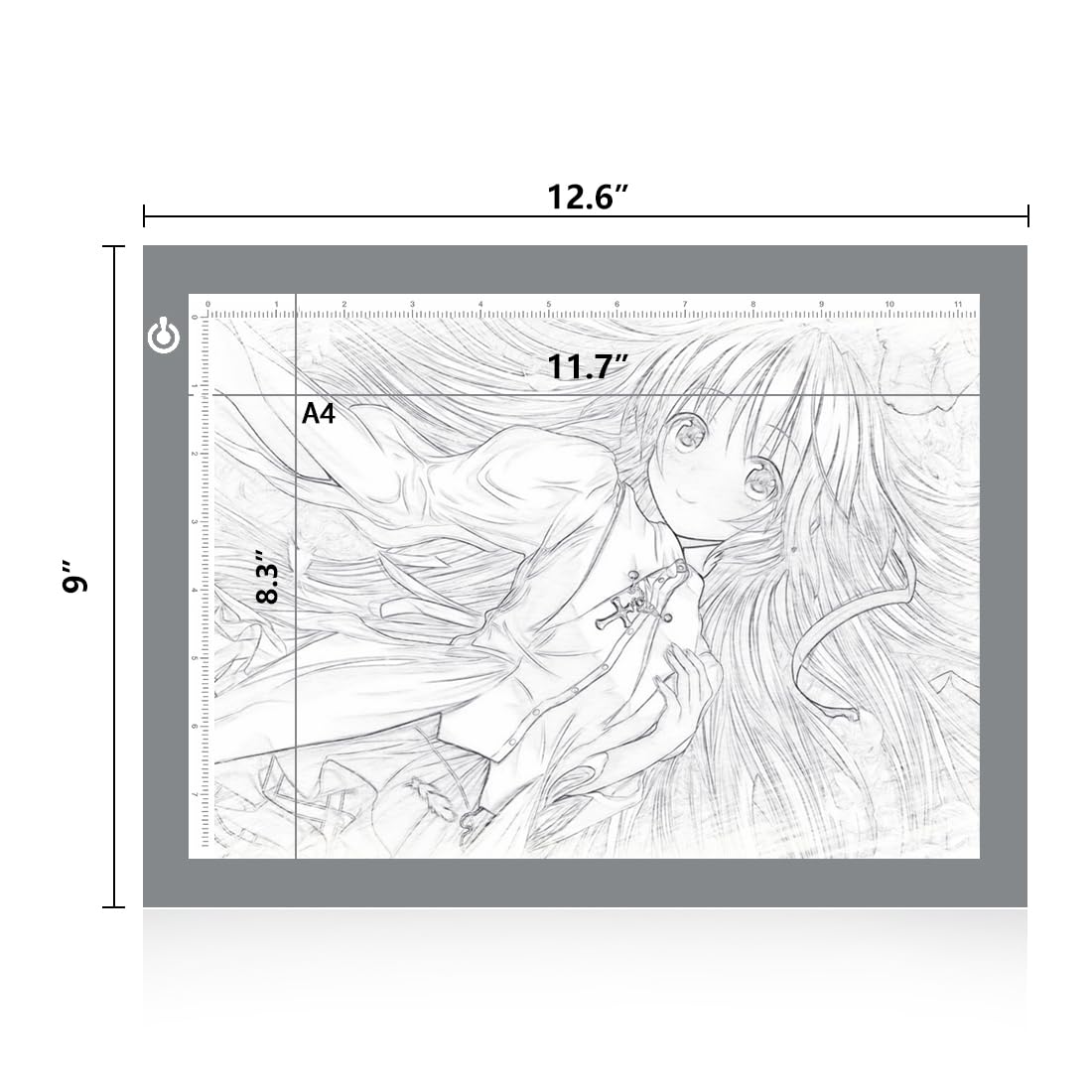 LitEnergy Portable A4 LED Copy Board Light Tracing Box, Silver Ultra-Thin Adjustable USB Power Artcraft LED Trace Light Pad for Tattoo Drawing, Streaming, Sketching, Animation, Stenciling