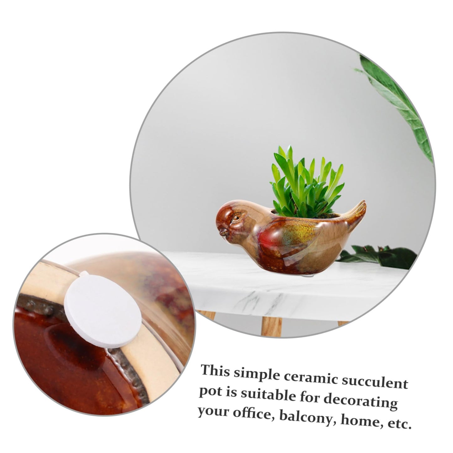 Ceramic Planter Pot Bird Shaped Succulent Flowerpot for Indoor Outdoor Plants Artistic Small Cactus Holder Multifunctional Garden Decoration