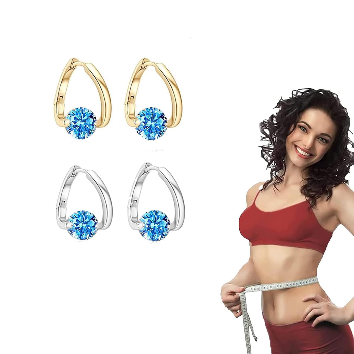 Halolux Lymphatic Earrings Atheniz Lymphatic Earrings Lymphvity Magnetherapy Germanium Earring Lymphatic Drainage Earring Sparkle CZ Hoop for Women (gold+silver 5)