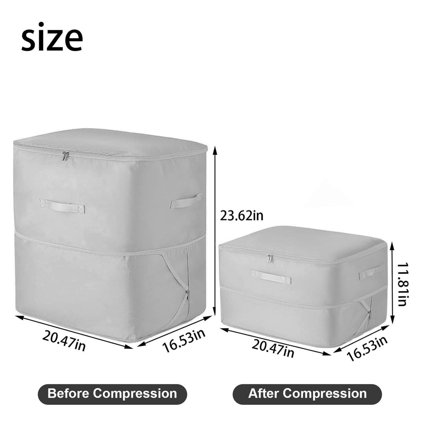 2Pcs Super Space Saving Self Compression Organizer, Quilt Storage Bags, Self Compression Storages Bags, Storage Bags for Quilts, Sweaters, Blankets (grey)
