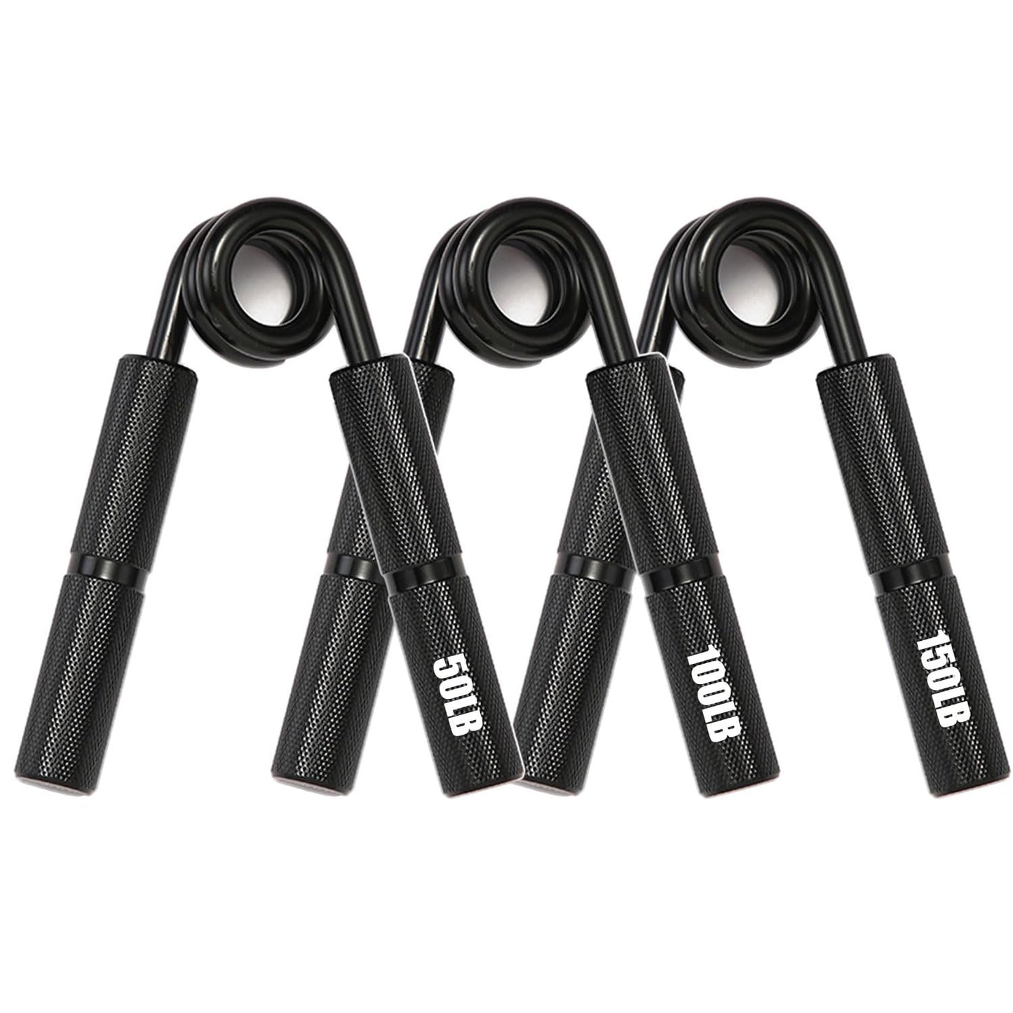 WANSPOORTS Silver Metal Hand Grip Set, 50LB-400LB 13 Pack No Slip Heavy-Duty Grip Strengthener with Gift Box, Great Wrist & Forearm Hand Exerciser, Home Gym, Hand Gripper Grip Strength Trainer (3Pack(50LB-150LB)