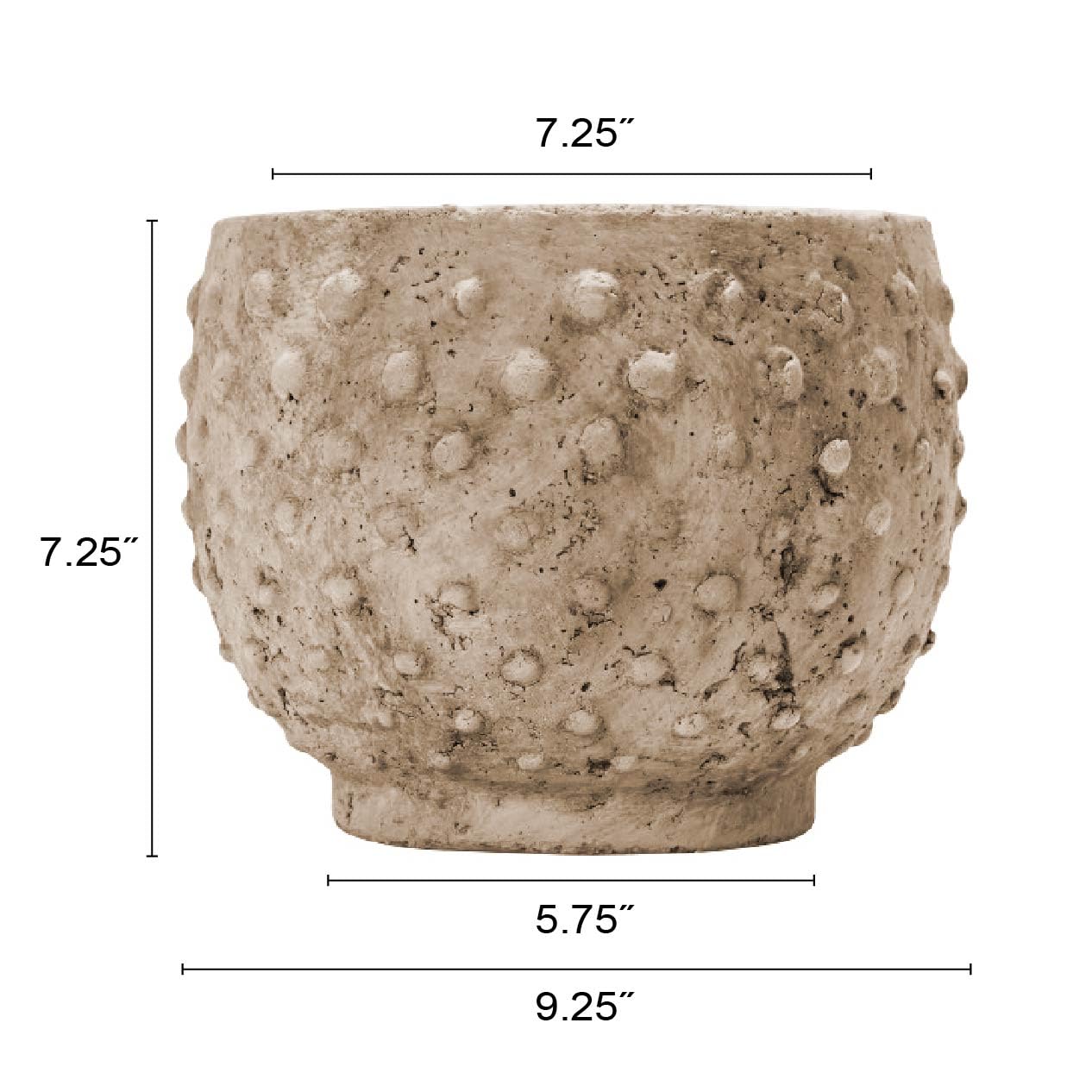 Creative Co-Op 9.25" Round Sandstone Hobnail Planter with Distressed Finish, Greige