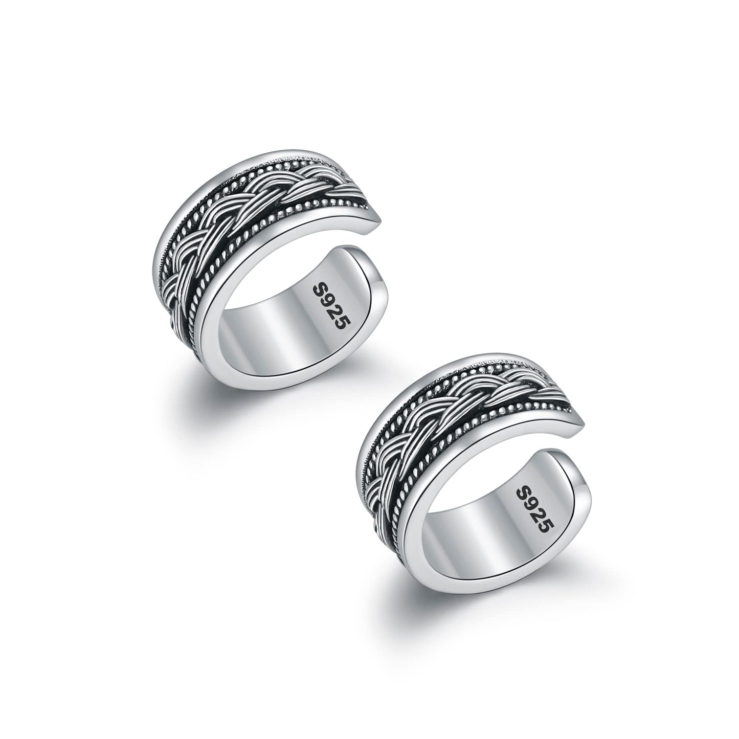 Celtic Ear Cuffs 925 Sterling Silver Oxidised Knot Ear Cuffs Non Piercing Thick Fake Conch Cuff Wrap Earrings Set Adjustable Celtic Cuff Earrings