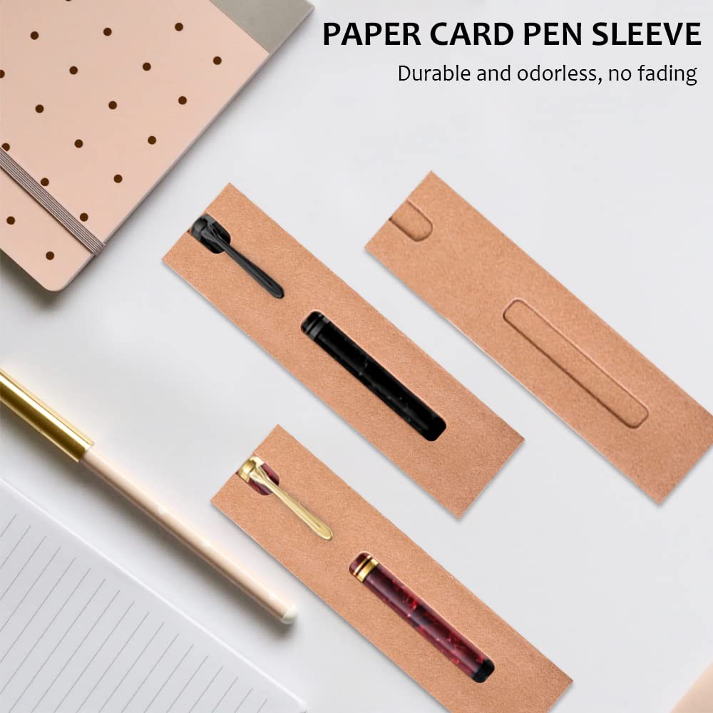 20Pcs Single Pen Sleeve Case Holder, Single Pen Pouch with Window for Display, Single Pen Protector Made of Paper, Pen Packaging Bag (Brown)