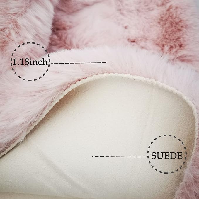 Ghouse Soft Faux Sheepskin Fur Rug 2x6 Pink Fluffy Bedside Rugs Plush Rug Shag Nursery Carpet Area Rugs for Living Room Bedroom Playing Room Decor