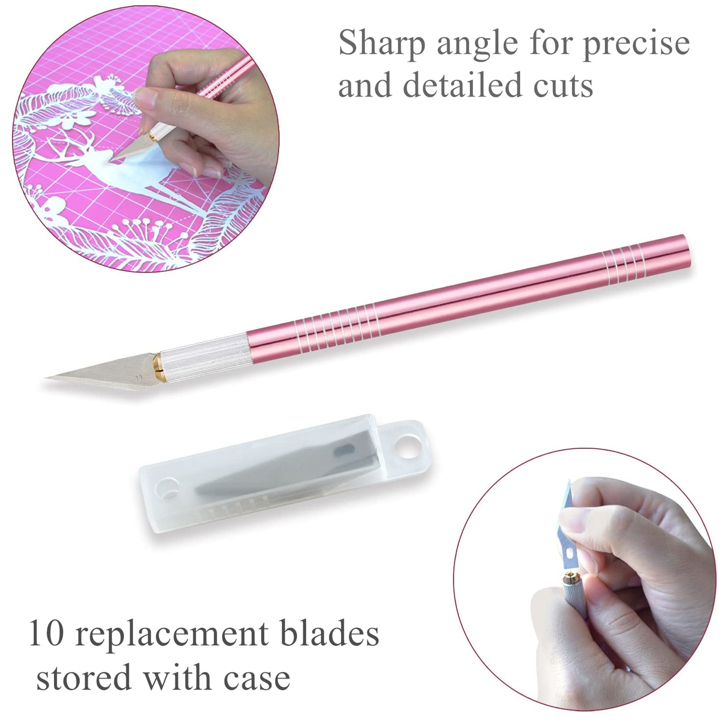 Headley Tools Rotary Cutter Set - 45mm Fabric Cutter, 5 Replacement Rotary Blades, A3 Cutting Mat, Quilting Ruler and Sewing Clips, Craft Knife Set, Ideal for Crafting, Sewing, Patchworking, Pink