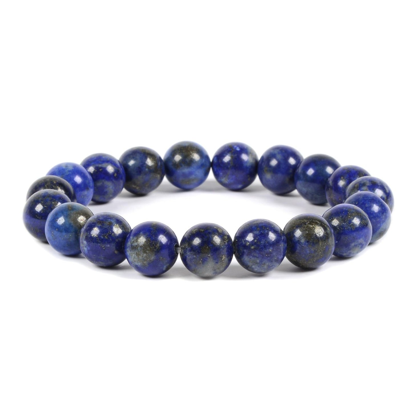 Justinstones Natural Lapis Gemstone 10mm Round Beads Stretch Bracelet 7 Inch Unisex