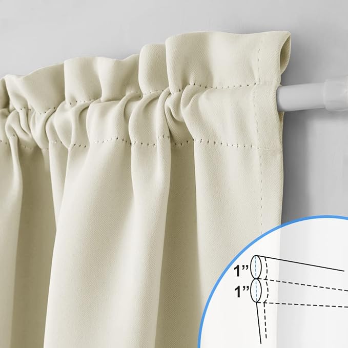 NICETOWN Door Curtain - Thermal Insulated Blackout & Window Curtain Panel with Tieback, French Door Shade for Glass (36 x 72 Inches, Light Beige, 1 Panel)