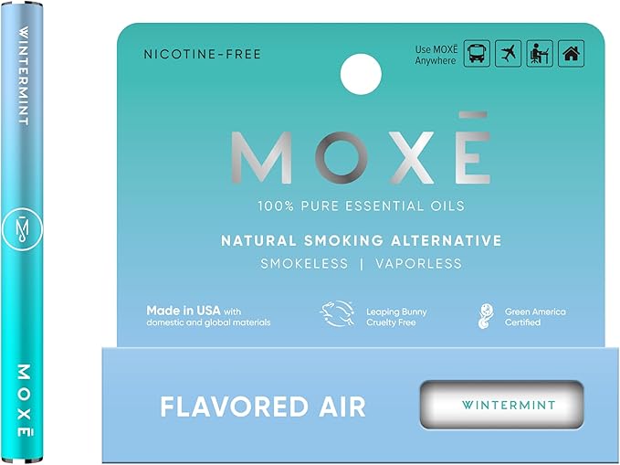 MOXE Natural Wintermint Air Inhaler | Non Electric Long-Lasting Flavored Air Refreshing Support | Oral Fixation Wintergreen & Menthol Essential Oils, Craving Relief