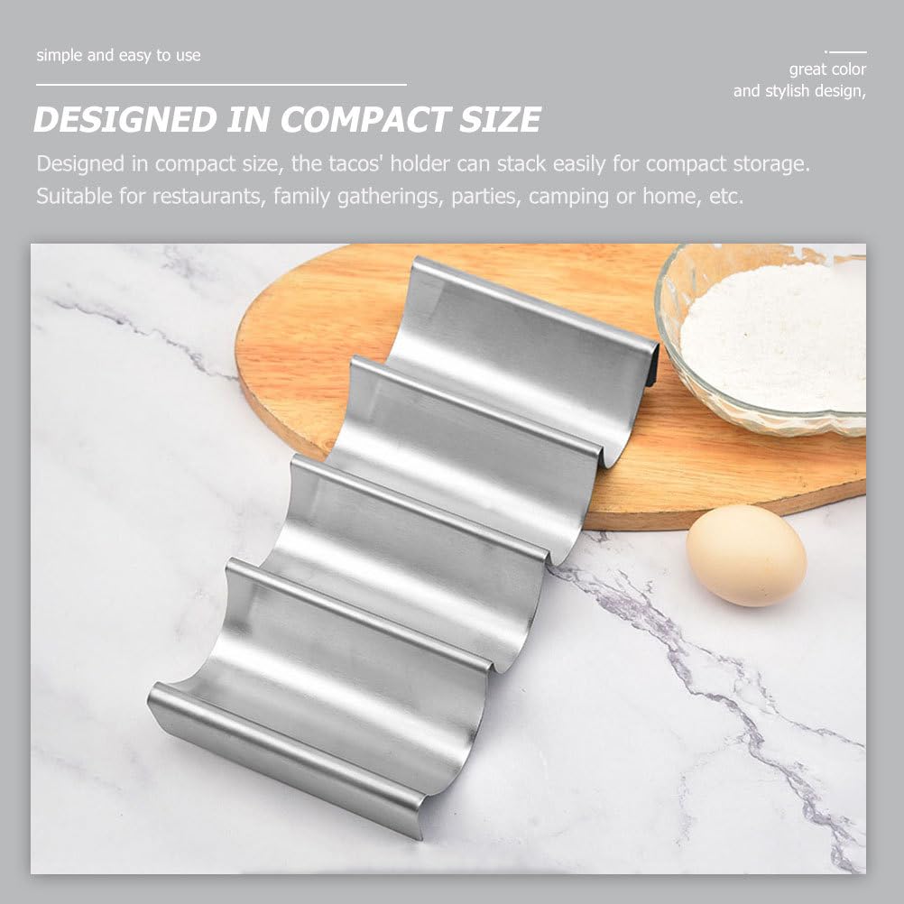 DEARMAMY Stainless Taco Holder Multi-Slot Taco Stand 9.84 Inch Compact Rack for Tacos Pancakes Hot Dogs Serving Home Restaurant Use