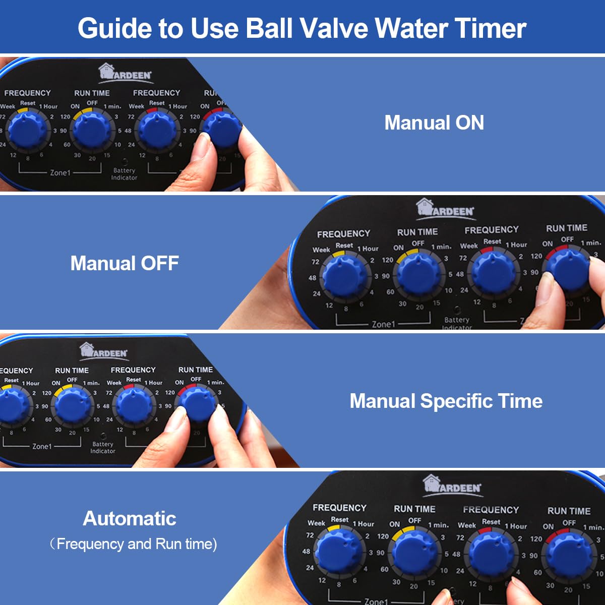 Yardeen Watering Hose Sprinkler Timer Garden Irrigation System Controller Electronic Water Timer with Two Outlets Color Blue