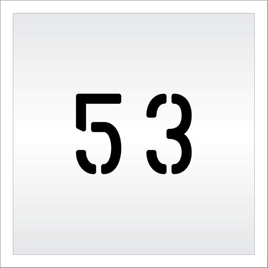 Pavement, Curb, and WheelStop Stencils - 4 inch Double Number Stencil - (53) - 4" x 5.5" x 1/8" (128 mil) - Pro-Grade