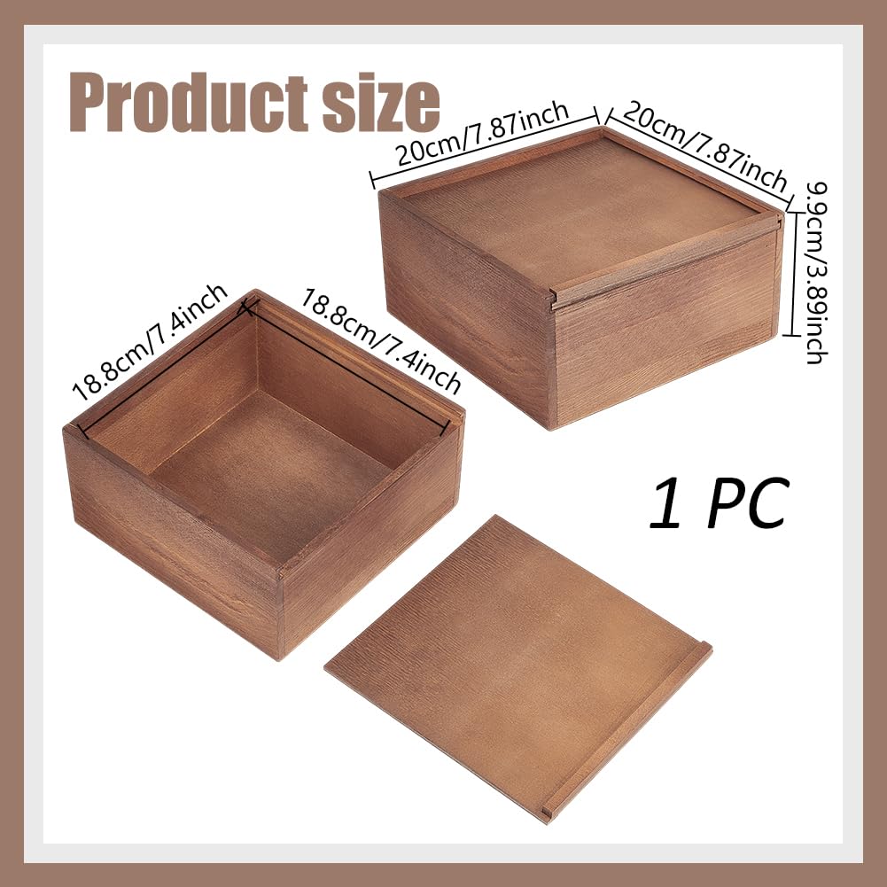 AHANDMAKER Wooden Keepsake Box, Personalized Engraved Wood Memory Box with Sliding Lid Rustic Storage Case for Jewelry Letters Wedding Anniversary Birthday Valentine's Day Gifts, 7.9x7.9x3.9 Inch