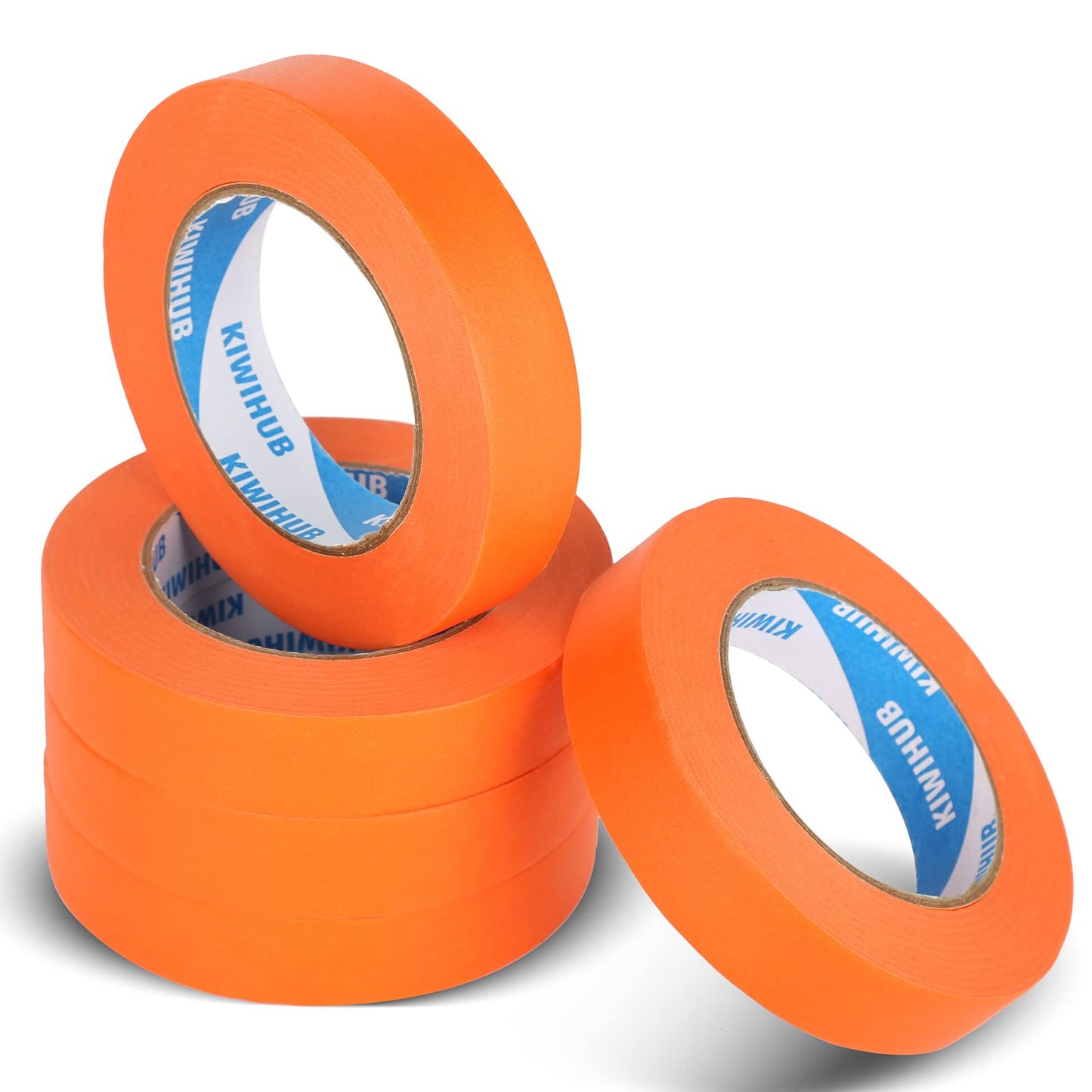 KIWIHUB Orange Painters Tape,1 inch x 60 Yards x 5 Rolls (300 Yards Total) - Medium Adhesive Masking Tape for Painting,Labeling,DIY Crafting,Decoration and School Projects